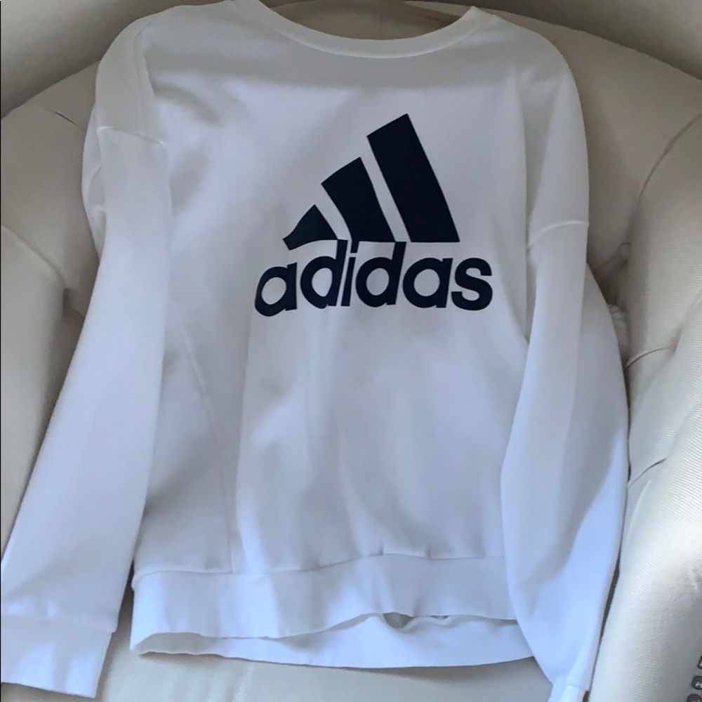 White adidas crew neck hoodie